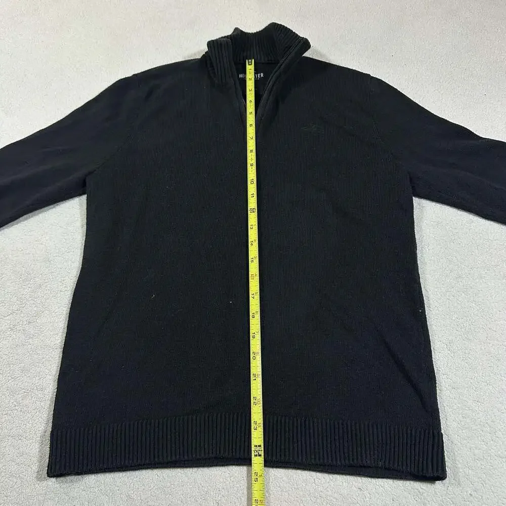 Hollister California Black Quarter Zip Sweater Mens Small Embroidered Logo